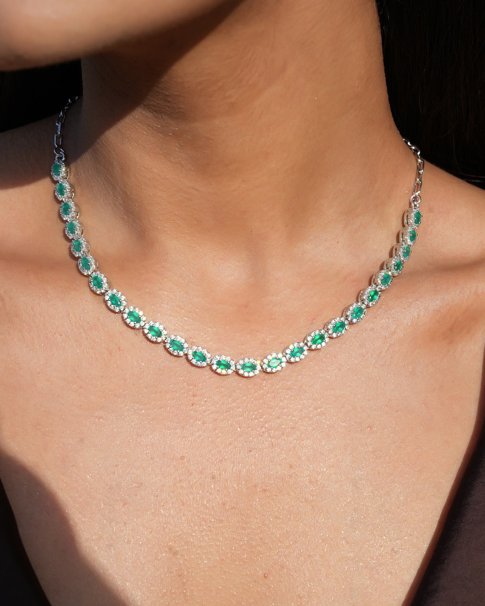 Serenity Green Onyx Sterling Silver Necklace set